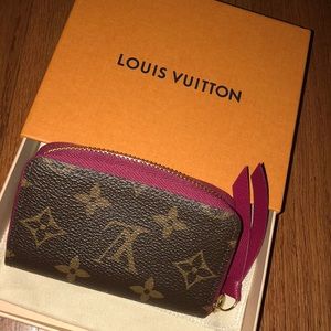 Louis Vuitton Leather Wallet with Red Detail